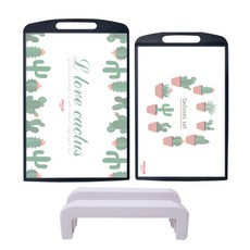 Piabe仙人掌雙面砧板2種+支架2套, 砧板大+中+2個支架, 1組