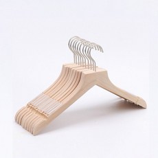 兒童防滑木衣架, 10入, 06扁短銀鉤
