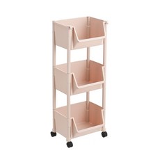 SN 화장실 부엌 냉장고 이동식 길이확장 선반 수납장 3단, 11 taupe pink