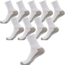 TS7 男性棉質運動中筒素色襪 10雙組, 雙色白