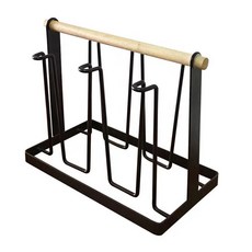 NowinKorea北歐風木質鐵製杯架 6格, 1個, 01黑色