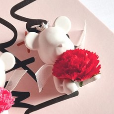 La Vida 新款康乃馨小熊石膏掛飾 紅色 + 石膏擴香補充精油 3ml x 2入, 櫻花