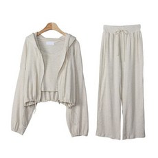 Chic Black 女款 Homaneu 無袖短版連帽上衣 鬆緊帶寬版運動褲套裝 SET1848K21