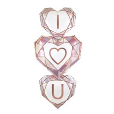 GRABO BALLOONS Opal彩 I Love You三重愛心鋁箔氣球, 混色, 1個