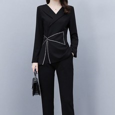 ATTERLIC 大尺碼顯瘦簡約上下半正式兩件式套裝 00615