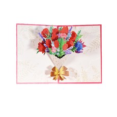 또죠 3D 시들지 않는 꽃다발 감사 카드, 혼합색상, 1개