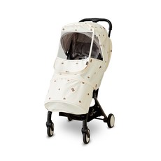 Manito Alpha混色印花推車罩 S號, 1入, 泰迪熊款(乳白色)