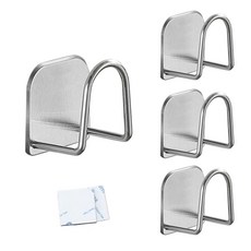 幸福願景 3M黏貼式不鏽鋼多用途菜瓜布架掛勾, C款 銀色, 4個