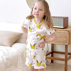 Maykids 孩童插畫小兔子提花短袖T恤5分褲套裝