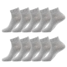 TS7 女性用棉質短筒素色襪 10雙組, 灰色