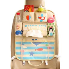 印花汽車座椅防踢收納墊, 1入, 海洋款