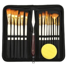 Bogeuring 水彩畫筆 白色 15種 + 收納袋組合, 1套