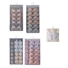 Mikael 衣架式雙面內衣襪子收納袋套組 5/10格 + 6/18格 + 12/18格 + 12/24格 + 2/6格, 灰色, 1套