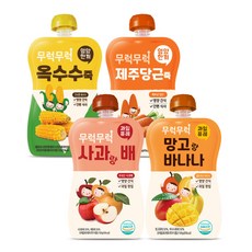 2ucareS 孩童粥蔬果泥 4種組, 玉米口味+紅蘿蔔口味+蘋果水梨口味+芒果香蕉口味, 1組