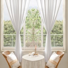The Zari 高密度雪紡窗簾 2入, 白色