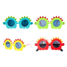 派對錶演恐龍派對眼鏡 4 件套, 紅色、黃色、檸檬綠色、淺藍色, 1組