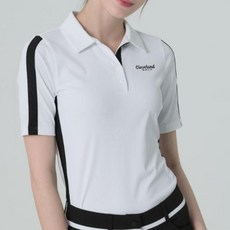 클리브랜드 여성용 골프 컬러배색 골지 5부 반팔티셔츠 CGWTS22