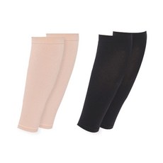 Darom 小腿彈力帶 2件組, 黑色, 膚色, 1個