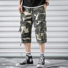 男款 Market A 軍事風工裝六分短褲