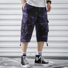 男款 Market A 軍事風工裝六分短褲