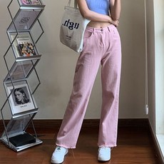 메이첼 여성용 파스텔 일자 핏 데님 진 00492