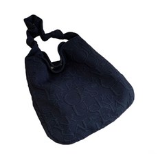 文字圖案肩背包, 黑色