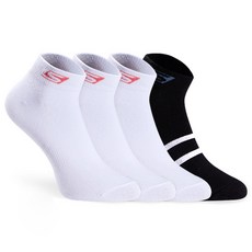 SKECHERS 女性機能性基本款logo短筒運動襪4雙組, 白色, 黑色