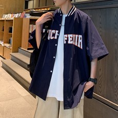 男性用 MarketA 棒球外套風格短袖襯衫