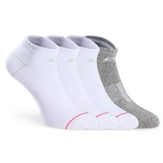 SKECHERS 女款腳背Logo輕便襪 4雙組, 白色+灰色