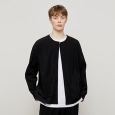 TNGT 男士 PLEATS 半緊身褶襉圓領開衫 TNTS2E710BK