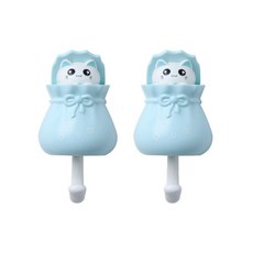 Fuzz生活健康 多用途免鑽孔掛勾 貓咪壁掛式掛鉤, 藍色, 2個