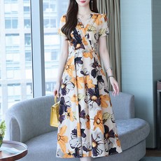 POPLARNC Chouet 碎花洋裝 含大尺碼, 黃色