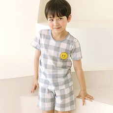 메이키즈 아동용 통기성 스마일체크그레이 5부 쟈가드 내의