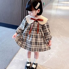 Orenjidamom 女童蝴蝶結格紋連身裙