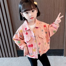 Orenjedabom女童款微笑牛仔外套