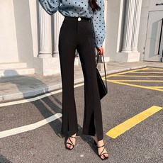 ViVEMO 女性前開衩喇叭褲 顯腿長春夏西裝褲 00887