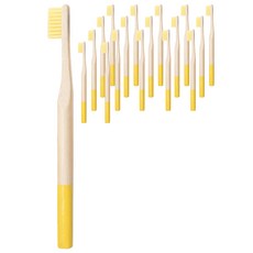 Trade Me 溫和竹製牙刷 彩色刷毛 黃色, 1入, 18個