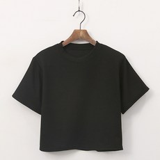 럽스 여성용 플라 라운드넥 베이직 반팔티