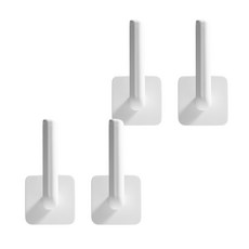 黏貼型廚房抹布架, 白色, 4個