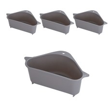 solve living 吸盤式水槽轉角置物籃 4入, 灰色