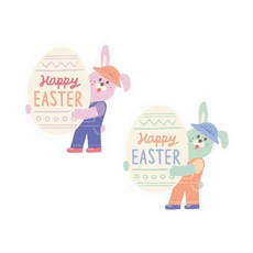 토끼농장 이스터 스티커 2종 x 50p 세트, 혼합색상, 1세트