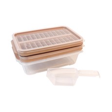 Nanu Dam 24格製冰盤2入+附儲冰盒+冰鏟組, 粉色(托盤,勺子),單色(冰桶)