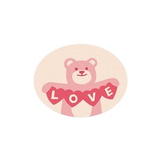 愛心粉紅熊貼紙, 100個, 混合顏色