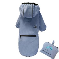 메디치트 포켓 휴대용 반려동물 비옷 + 파우치 세트, 블루, 1개
