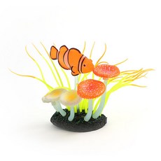 水族箱裝飾 小丑魚 海葵 水草 裝飾, 螢光, 1個