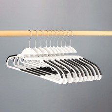 원모아 미끄럼 방지 고급 플라스틱 옷걸이, 블랙, 10개입