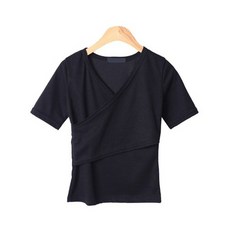 린다샵 여성용 브이넥 랩 반팔 티셔츠 T9185K23