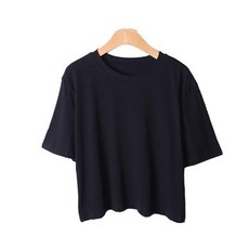 린다샵 여성용 투르퍼 데일리 컬러 크롭 반팔 티셔츠 T9200K23