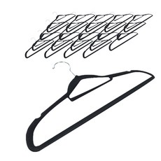 生活愛讚 防滑天鵝絨衣架, 黑色, 20個