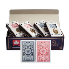 Huni Gamble 高級俱樂部特別十字圖案德州撲克牌橋牌尺寸 2 x 6p 套裝, 藍紅